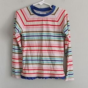 Hanna Andersson Girl's Multicolor Striped Long Sleeve Swim Top Size 6 Size 120cm